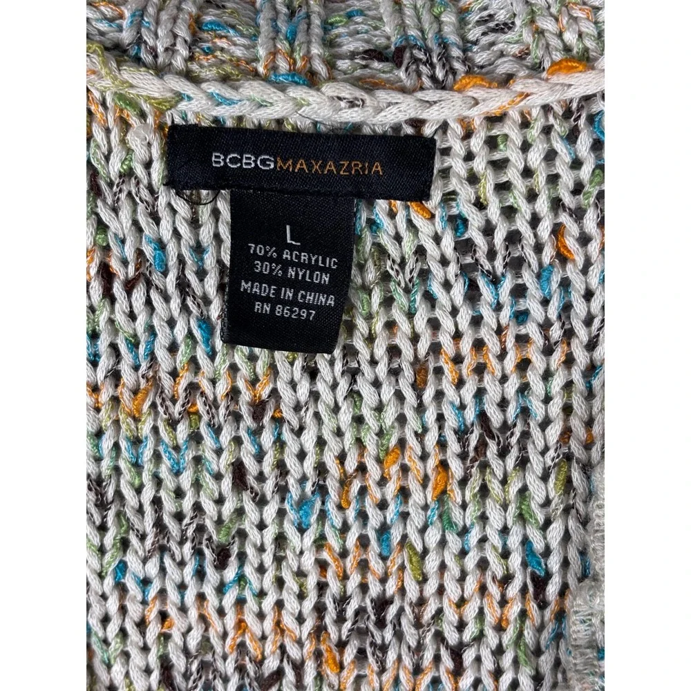 BCBGMAXAZRIA Women's‎ Multicolor Knit Cardigan Sweater Size L (READ)